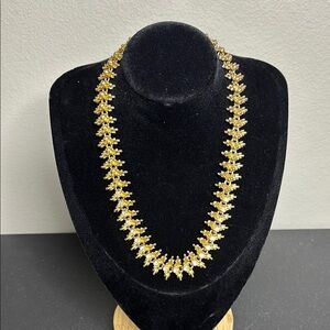 Vintage MCM Gold Tone Rhinestone Heavy Choker Necklace Pattern